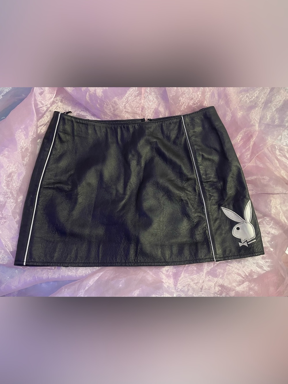 Vintage Playboy y2k 2000’s Mcbling real leather mini skirt 0 Bratzcore